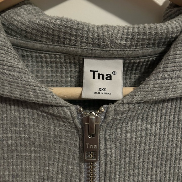 TNA Grey Waffle-knit Cropped Zip-Up Hoodie - Picture 4 of 5